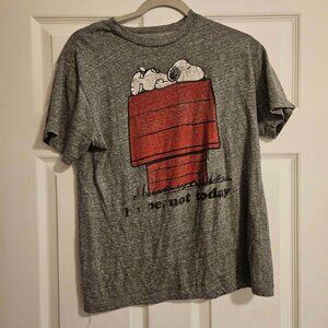 Peanuts Graphic Tee Short Sleeve Gray Snoopy T-Shirt Women's Size M